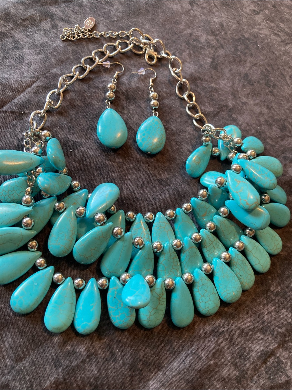 Southwestern Teardrop Statement Necklace & Earrings Set